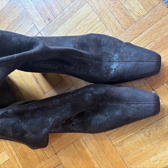 Vintage y2k 90s stretch brown floral pattern boots - Picture 6 of 9